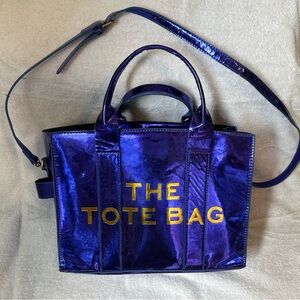 Marc Jacobs Shiny Purple Tote with Gold Lettering